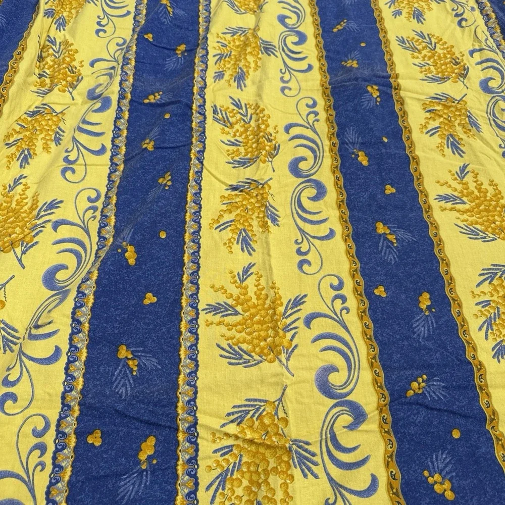 French Provencale Country Floral & Olives Tablecloth Blue Yellow Cotton 60 X 100
